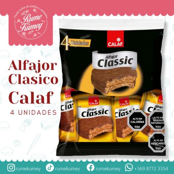 compra alfajor clasico de calaf en su formato de 4 unidades