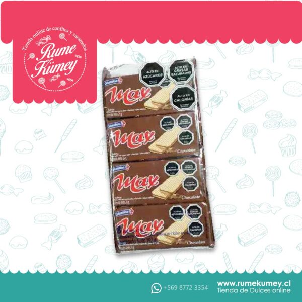 Galleta oblea chocolate Max wafer  bolsa 8 paquetes