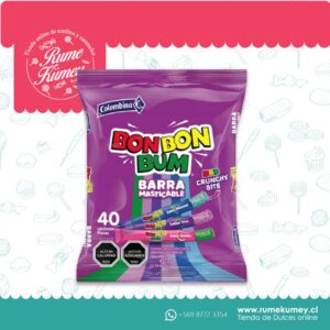 bombombum barra masticable de colombina 40 unidades crunchy