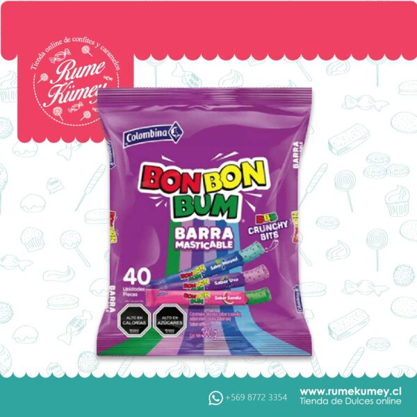 bombombum barra masticable de colombina 40 unidades crunchy